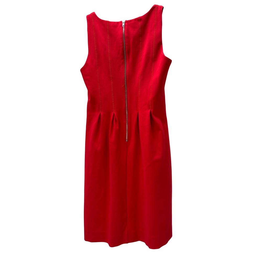 J.Crew Red Sleeveless Ponte Pleated A-Line Dress Size 10 - Picture 4 of 4